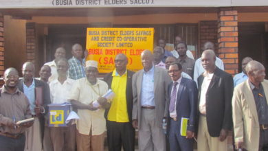 Older persons in the goup photo at the newBusia district elders sacco