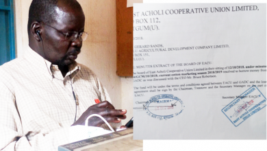 Mr. Okumu Okella Boaz (inset) The board minutes that agreed for borrowing from GADC